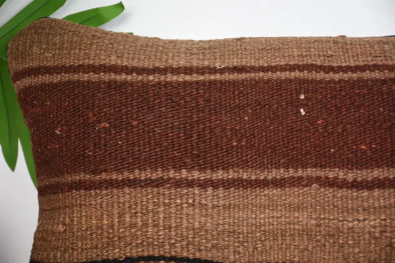 Vintage Kilim Pillow, Pattern Throw Cushion Case, Pillow, Home Decor Pillow, 10x20 Brown Cushion Cover, Boho Pillow Sham Cover - 2
