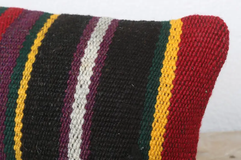 Vintage Kilim Throw Pillow, Ottoman Pillow Case, Boho Pillow, Turkish Kilim Pillow, Couch Pillow Sham, 8x16 Brown Pillow, Pillow Case, Retro Cushion - 5