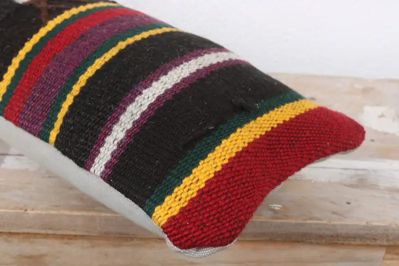 Vintage Kilim Throw Pillow, Ottoman Pillow Case, Boho Pillow, Turkish Kilim Pillow, Couch Pillow Sham, 8x16 Brown Pillow, Pillow Case, Retro Cushion - 6