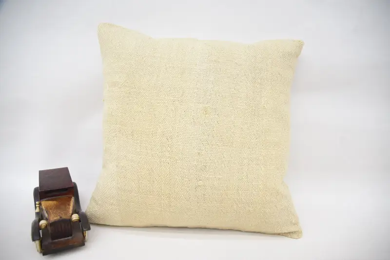 Vintage Kilim Pillow, Authentic Pillow Cover, Cushion Case, Antique Pillows, Ottoman Pillow Sham, Vintage Kilim Throw Pillow, 16x16 Beige Pillow - 1