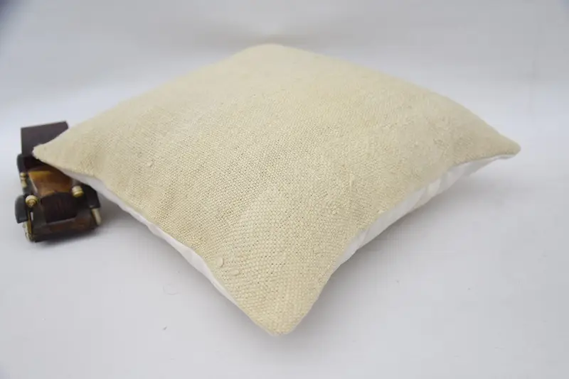 Vintage Kilim Pillow, Authentic Pillow Cover, Cushion Case, Antique Pillows, Ottoman Pillow Sham, Vintage Kilim Throw Pillow, 16x16 Beige Pillow - 6