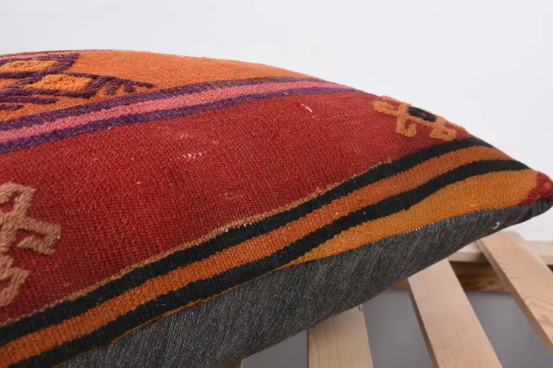 16x24 Blue Cushion Case, Pillow Cover, Boho Pillow, Vintage Kilim Pillow, Authentic Cushion Cover, Kilim Cushion Sham, Crochet Pattern Pillow Cover - 7