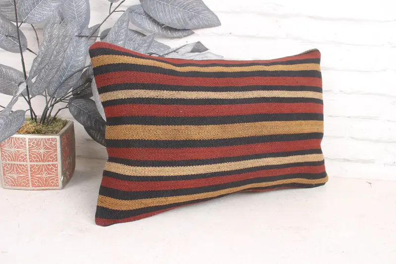 Cushion Cover, Decorative Bolster Pillow, Vintage Pillow Cover, Turkish Pillow, 12x20 Beige Pillow, Vintage Pillow, Turkish Kilim Pillow - 3