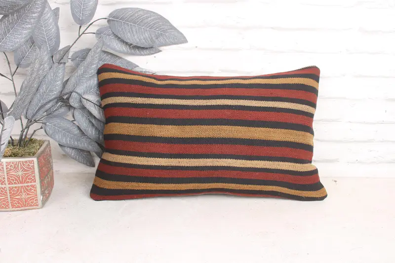 Cushion Cover, Decorative Bolster Pillow, Vintage Pillow Cover, Turkish Pillow, 12x20 Beige Pillow, Vintage Pillow, Turkish Kilim Pillow - 1
