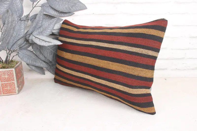 Cushion Cover, Decorative Bolster Pillow, Vintage Pillow Cover, Turkish Pillow, 12x20 Beige Pillow, Vintage Pillow, Turkish Kilim Pillow - 4