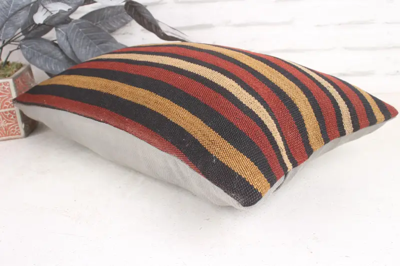 Cushion Cover, Decorative Bolster Pillow, Vintage Pillow Cover, Turkish Pillow, 12x20 Beige Pillow, Vintage Pillow, Turkish Kilim Pillow - 6