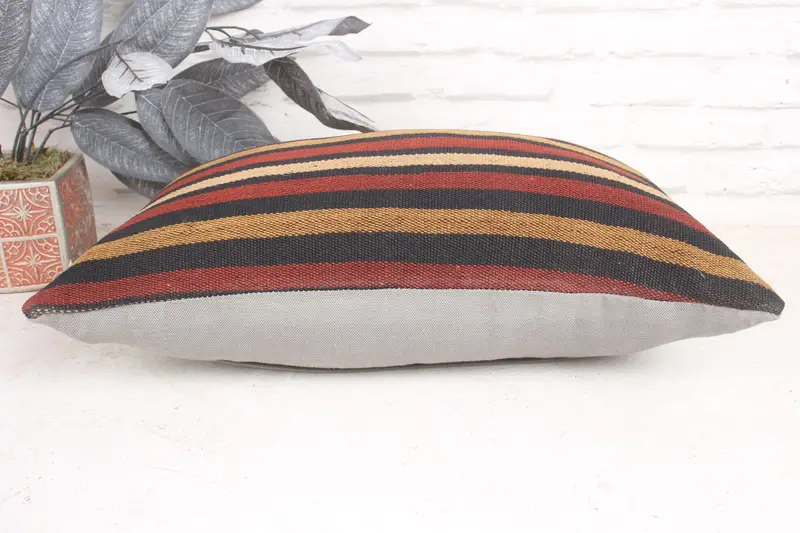 Cushion Cover, Decorative Bolster Pillow, Vintage Pillow Cover, Turkish Pillow, 12x20 Beige Pillow, Vintage Pillow, Turkish Kilim Pillow - 5
