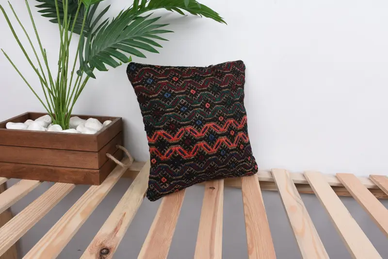12x12 Green Pillow Sham, Gift Pillow, Vintage Pillow, Pillow Sham, Kilim Cushion Sham, Boho Throw Pillow Sham, Lounge Throw Cushion - 4