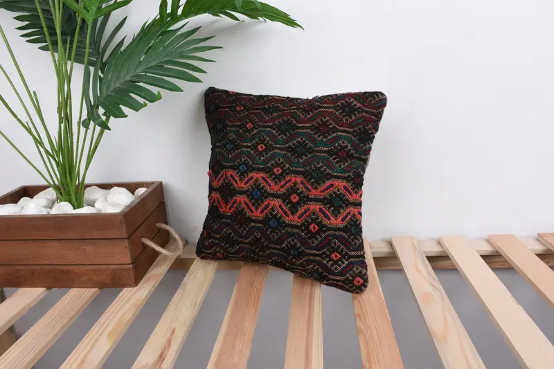 12x12 Green Pillow Sham, Gift Pillow, Vintage Pillow, Pillow Sham, Kilim Cushion Sham, Boho Throw Pillow Sham, Lounge Throw Cushion - 5