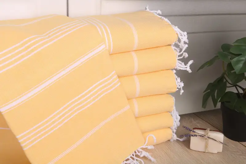 Custom Wedding Gift Dark Yellow Striped Beach Towel, 70x40 Inches