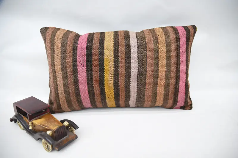 Turkish Pillow, Square Throw Pillow Sham, Outdoor Bolster Pillow Cover, Cushion, 12x20 Brown Cushion, Pillow for Sofa, Antique Pillows - 1