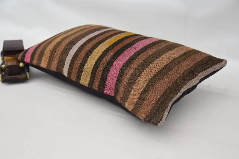 Turkish Pillow, Square Throw Pillow Sham, Outdoor Bolster Pillow Cover, Cushion, 12x20 Brown Cushion, Pillow for Sofa, Antique Pillows - 6