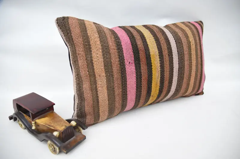 Turkish Pillow, Square Throw Pillow Sham, Outdoor Bolster Pillow Cover, Cushion, 12x20 Brown Cushion, Pillow for Sofa, Antique Pillows - 2