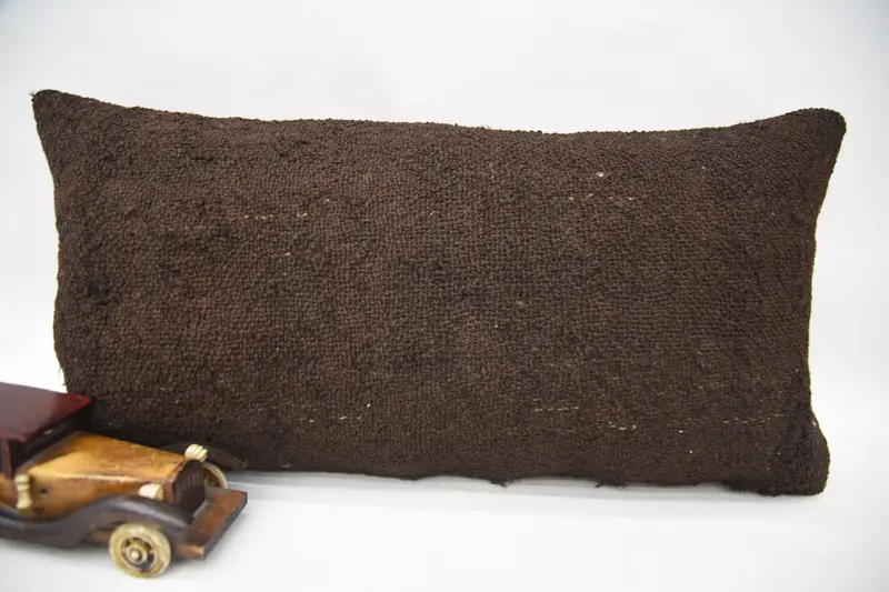 Pillow, Turkish Bench Cushion Cover, Ethnic Pillow Sham, Ethnical Kilim Rug Pillow, 12x24 Brown Cushion Cover, Home Decor Pillow, Antique Pillows - 1