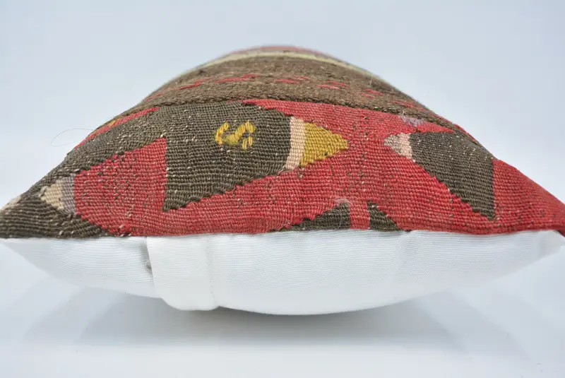 Handmade Kilim Cushion, Floor Pillow Sham, Pillow Case, Boho Pillow, Throw Kilim Pillow, Cozy Throw Cushion, 12x24 Red Cushion Cover - 5