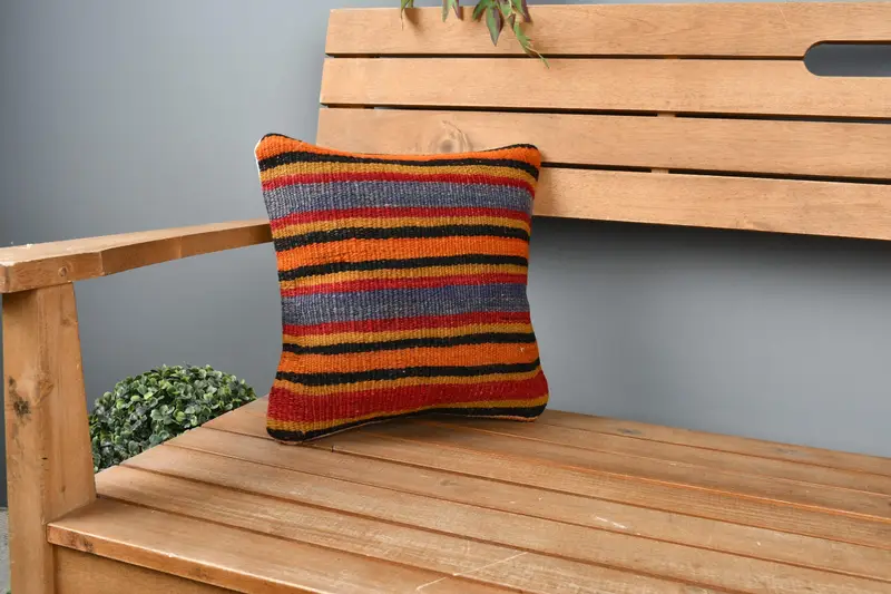 Couch Pillow, Pillow Cover, Tapestry Cushion Case, Kilim Pillow, Kilim Cushion Sham, Retro Throw Cushion, 12x12 Red Cushion Case, Throw Kilim Pillow - 1