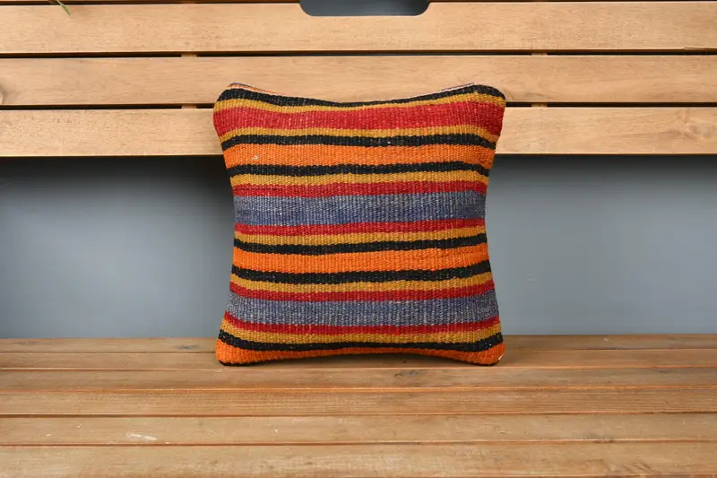 Couch Pillow, Pillow Cover, Tapestry Cushion Case, Kilim Pillow, Kilim Cushion Sham, Retro Throw Cushion, 12x12 Red Cushion Case, Throw Kilim Pillow - 6