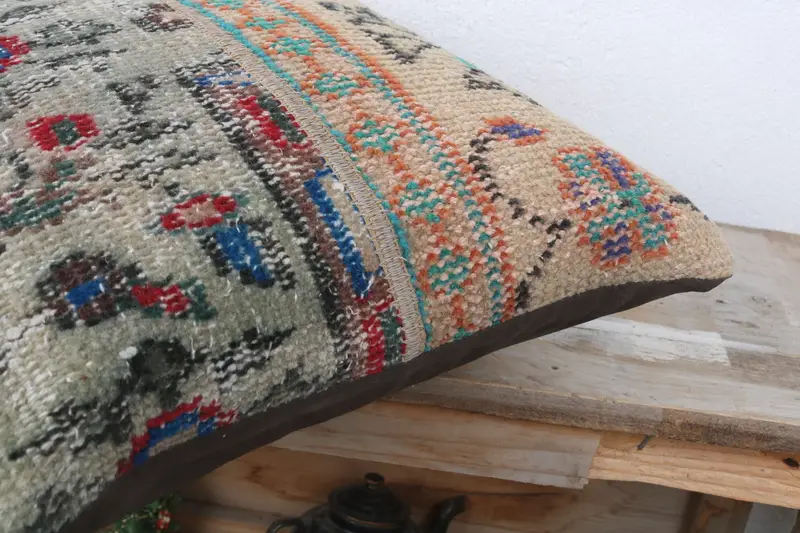 16x16 Green Cushion, Pillow Case, Anatolian Pillow, Boho Pillow Sham Cover, Vintage Kilim Throw Pillow, Cozy Throw Pillow, Ethnical Kilim Rug Pillow - 6