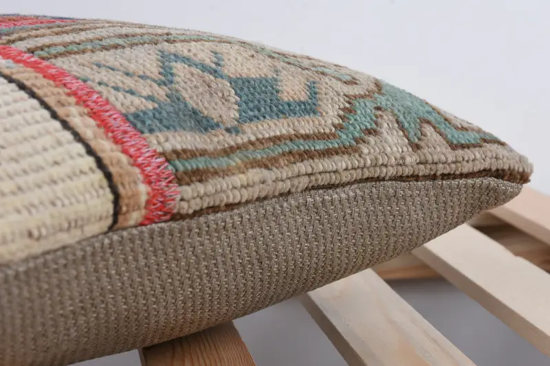 Throw Kilim Pillow, 14x14 Beige Cushion Case, Interior Designer Pillow, Vintage Kilim Pillow, Handmade Throw Pillow, Pillow, Kilim Rug Pillow Cover - 7