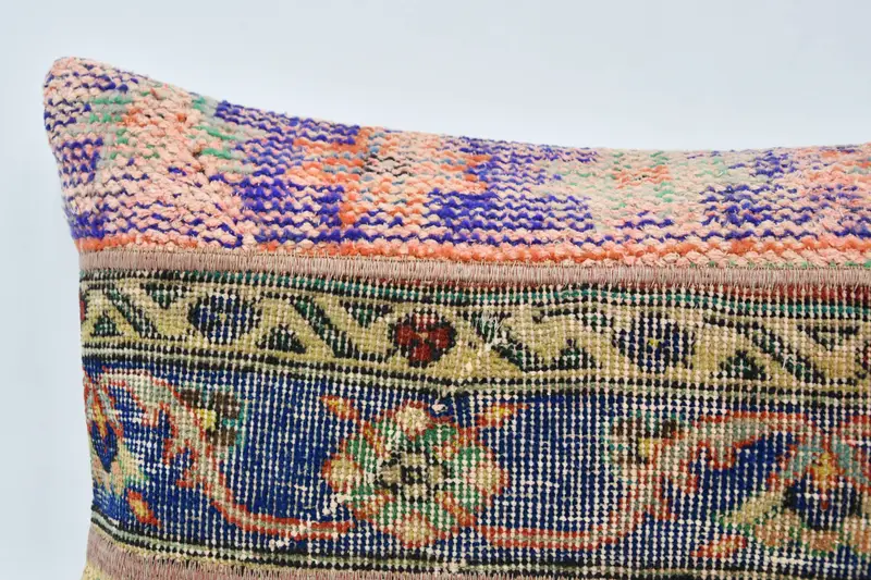 Sofa Pillow, Boho Pillow, Throw Kilim Pillow, Vintage Pillow, Vintage Pillow Case, Cushion Cover, Tapestry Cushion Case, 16x36 Blue Cushion - 2
