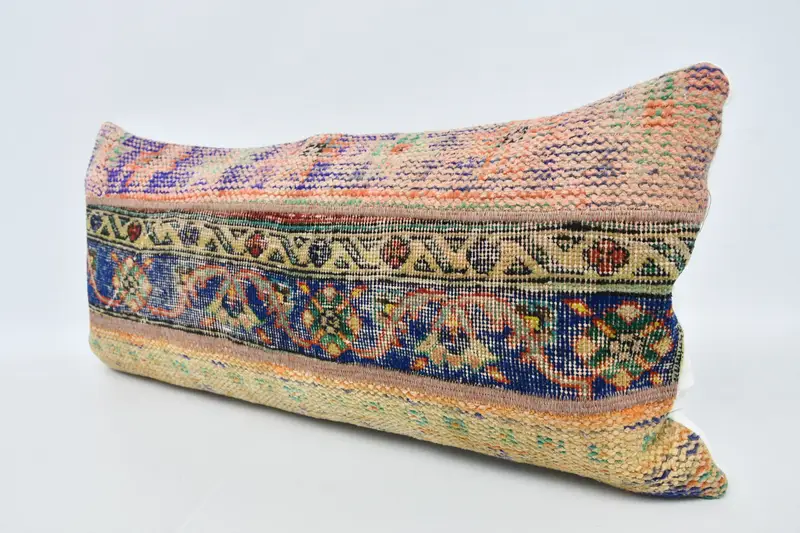 Sofa Pillow, Boho Pillow, Throw Kilim Pillow, Vintage Pillow, Vintage Pillow Case, Cushion Cover, Tapestry Cushion Case, 16x36 Blue Cushion - 4