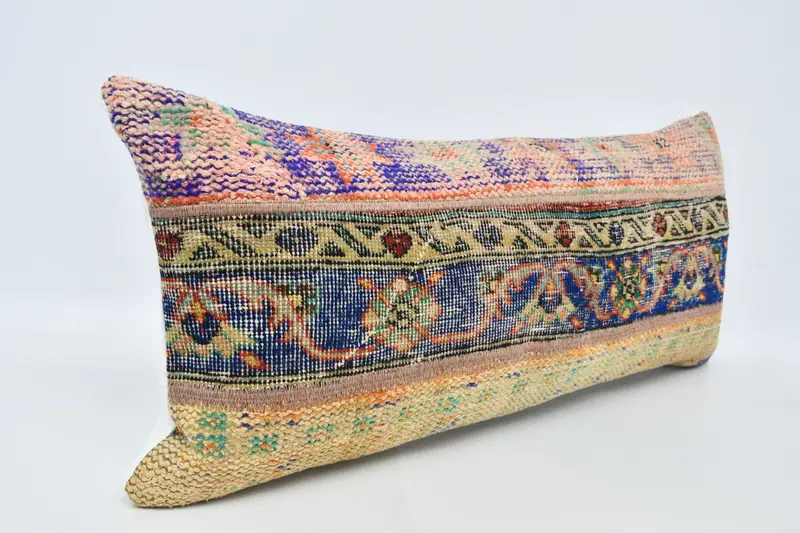 Sofa Pillow, Boho Pillow, Throw Kilim Pillow, Vintage Pillow, Vintage Pillow Case, Cushion Cover, Tapestry Cushion Case, 16x36 Blue Cushion - 3