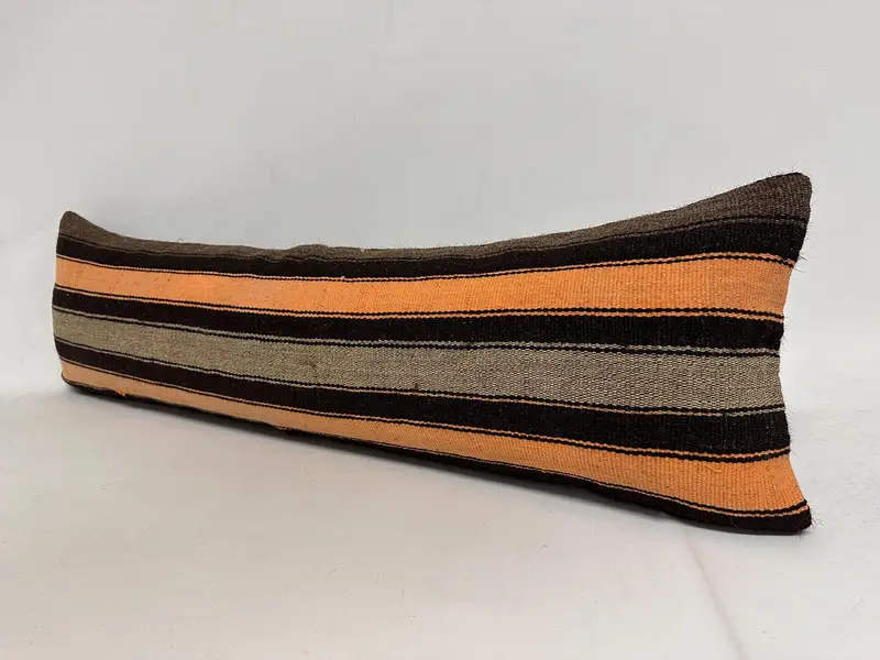 Interior Designer Pillow, Turkish Pillow, Boho Throw Pillow, Rustic Cushion Case, Turkish Kilim Pillow, 12x43 Brown Cushion Cover, Cushion Case - 3