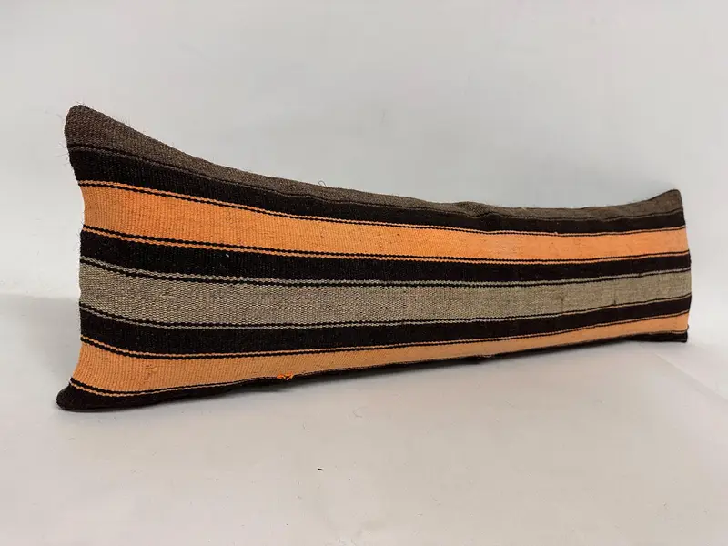 Interior Designer Pillow, Turkish Pillow, Boho Throw Pillow, Rustic Cushion Case, Turkish Kilim Pillow, 12x43 Brown Cushion Cover, Cushion Case - 2