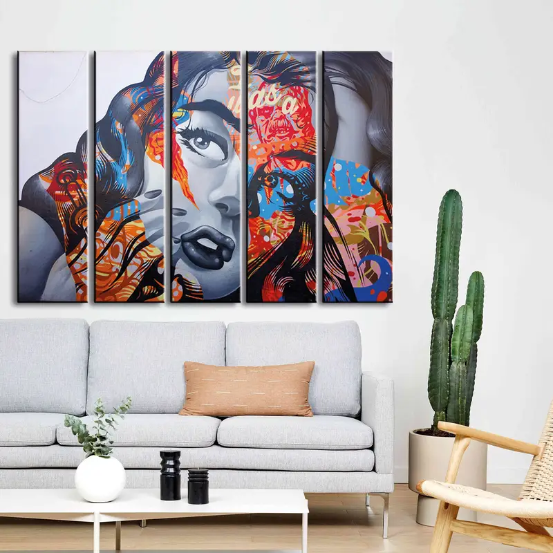 Abstract Woman Canvas, Woman Wall Art, Woman Canvas, Colorful Portrait, Woman Print, Woman Poster, Abstract Wall Art, Colorful Abstract Art - 5