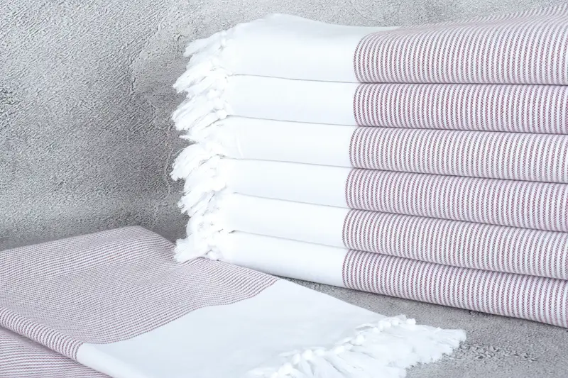 Lightweight towel, 70x40 Cotton Striped Towel, Fringed Turkish peshtemal beach towel USA, Absorbent towel, Wedding Shower Gift, Turkish bath towel - 2