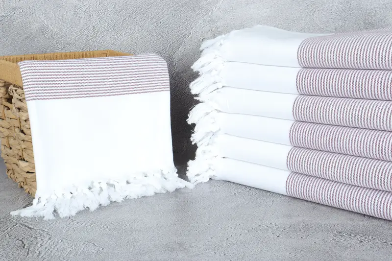 Lightweight towel, 70x40 Cotton Striped Towel, Fringed Turkish peshtemal beach towel USA, Absorbent towel, Wedding Shower Gift, Turkish bath towel - 3