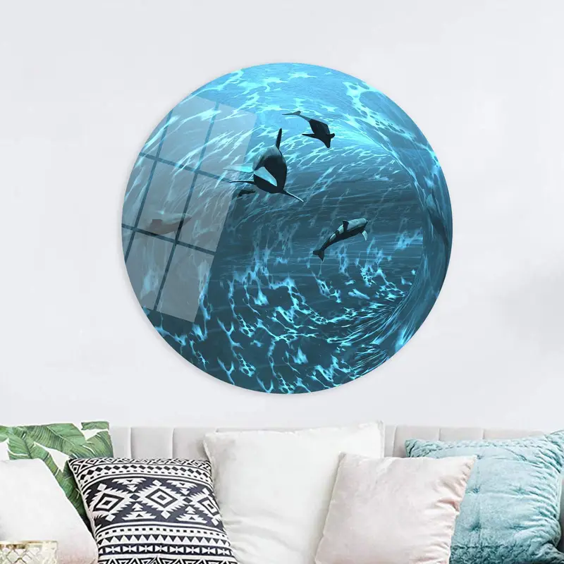 Elegant Underwater Seascape Canvas: Vibrant Blue Fishes Artwork