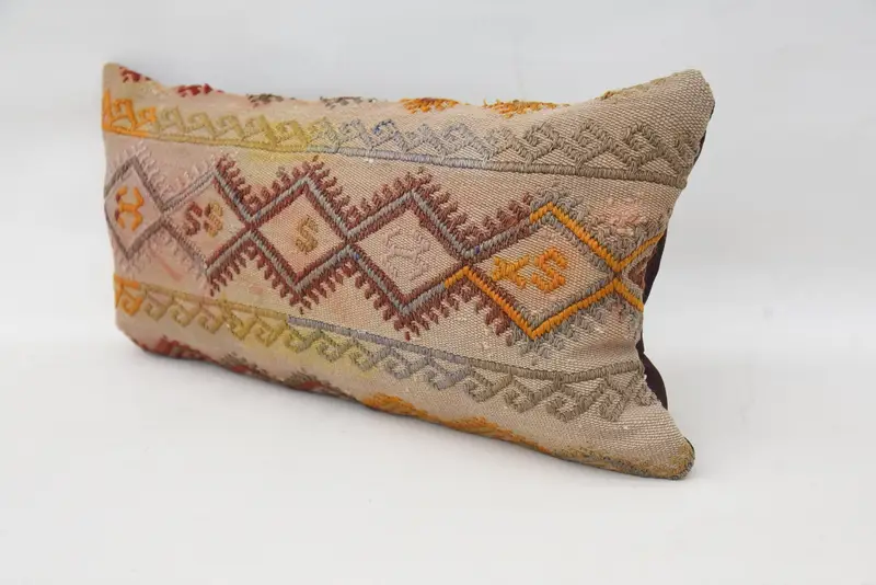 Pillow Case, Christmas Pillow Cover, Kilim Pillow Cover, 12x24 Red Pillow Case, Antique Pillows, Boho Throw Pillow Sham, Handmade Kilim Cushion - 3