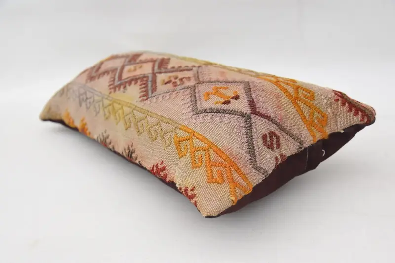 Pillow Case, Christmas Pillow Cover, Kilim Pillow Cover, 12x24 Red Pillow Case, Antique Pillows, Boho Throw Pillow Sham, Handmade Kilim Cushion - 6