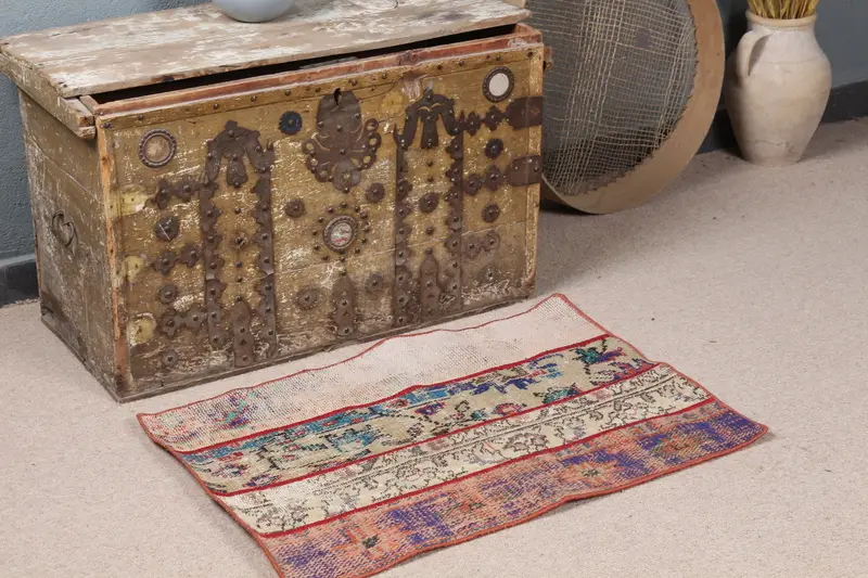 Alfombra Rayas Beige & Azul 1,9x8ft Decoración Elegante