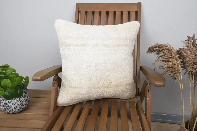 Turkish Corner Pillow Sham, 20x20 Beige Cushion Cover, Oriental Cushion Case, Turkish Kilim Pillow, Pillow Cover, Vintage Pillow, Kilim Pillow - 1