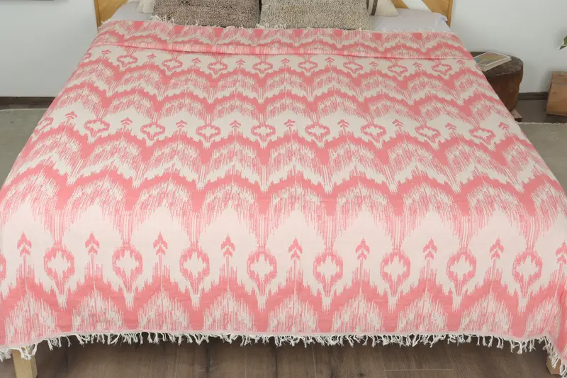 Merry Christmas Gifts, Wedding Favors, Bachelorette Gifts, Turkish Blanket Queen, 90x76 Cotton Patterned Towel, Throw Blanket Couch, Organic Throw - 8