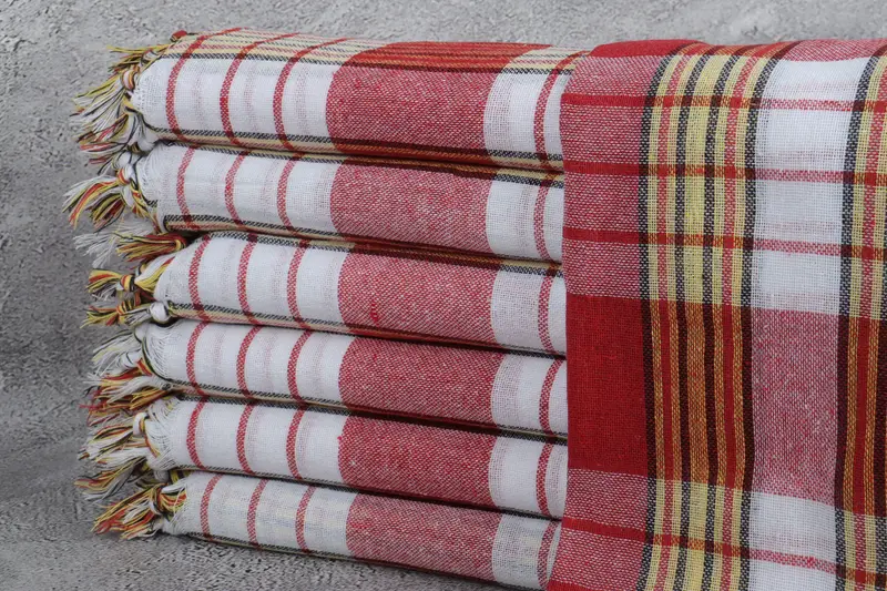 Personalized Monogrammed Turkish Beach Towel Yellow-Red Stripes, 32x67 Inches