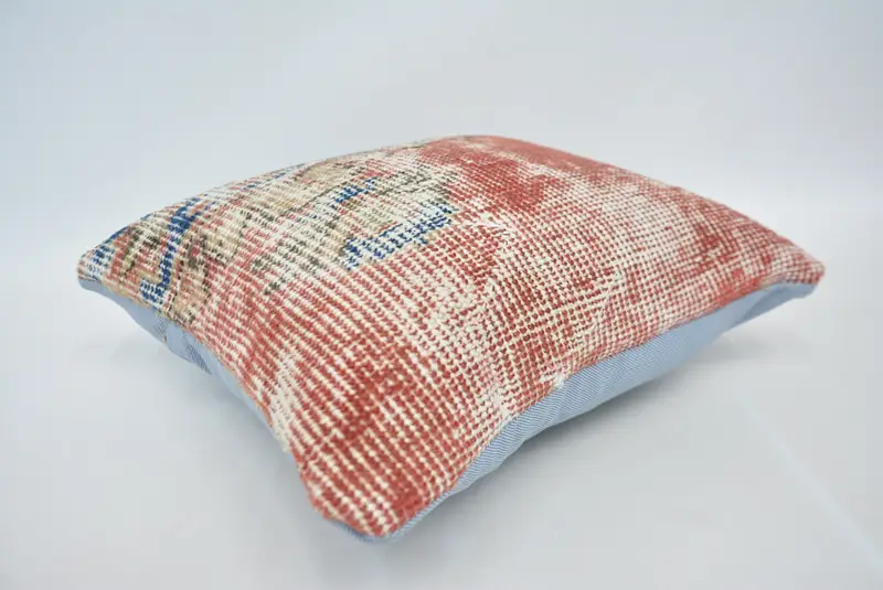 Ethnical Kilim Rug Pillow, Cushion Case, 14x14 Red Cushion Cover, Authentic Cushion Case, Antique Pillows, Vintage Kilim Pillow - 6