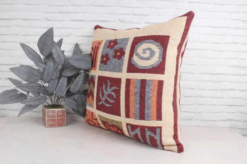 Pillow for Couch, Pillow for Sofa, 28x28 Beige Cushion Cover, Vintage Pillow, Cushion, Colorful Pillow Case, Floor Pillow, Sofa Bolster Cushion - 4