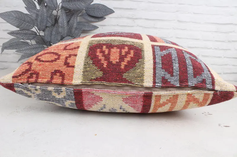 Pillow for Couch, Pillow for Sofa, 28x28 Beige Cushion Cover, Vintage Pillow, Cushion, Colorful Pillow Case, Floor Pillow, Sofa Bolster Cushion - 5