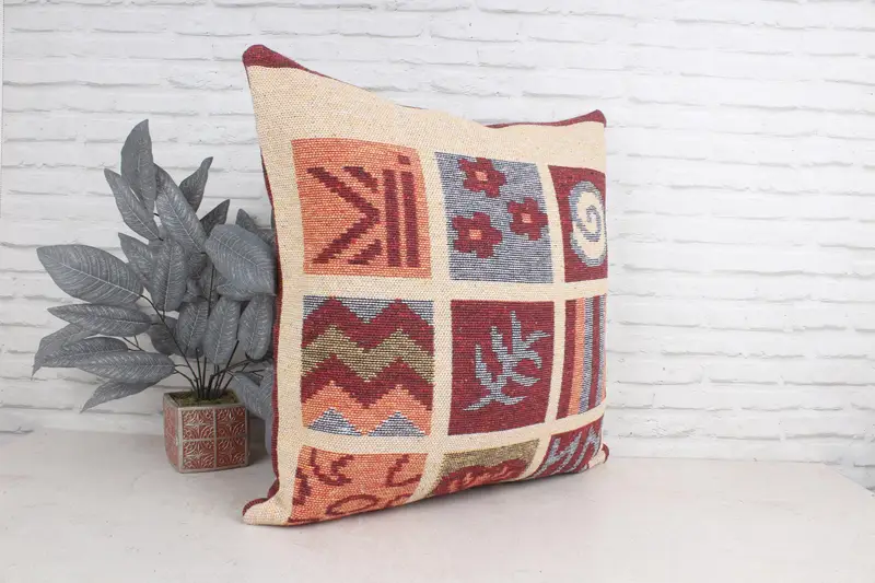Pillow for Couch, Pillow for Sofa, 28x28 Beige Cushion Cover, Vintage Pillow, Cushion, Colorful Pillow Case, Floor Pillow, Sofa Bolster Cushion - 3