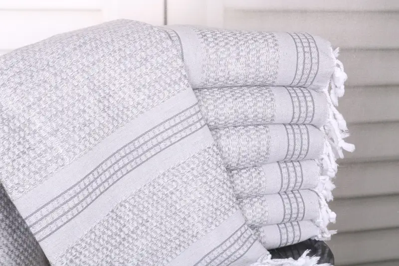 36x71 Inches Gray Linen Towel, Personalized, 90x180 cm