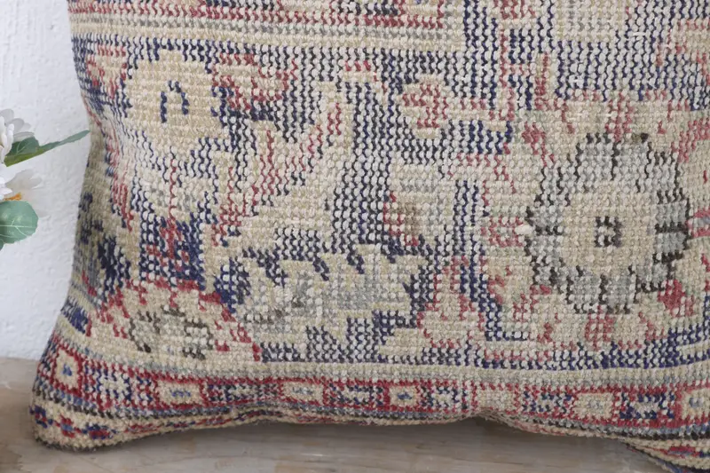 Tapestry Cushion Cover, Patio Pillow, Kilim Pillow Cover, 16x16 Blue Cushion, Handmade Kilim Cushion, Home Decor Pillow, Pillow Sham - 3