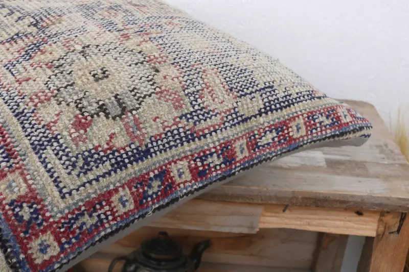 Tapestry Cushion Cover, Patio Pillow, Kilim Pillow Cover, 16x16 Blue Cushion, Handmade Kilim Cushion, Home Decor Pillow, Pillow Sham - 6