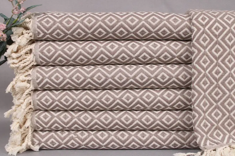 Turkish Beach Towel Personalized Brown Diamond, 40x71 Inches