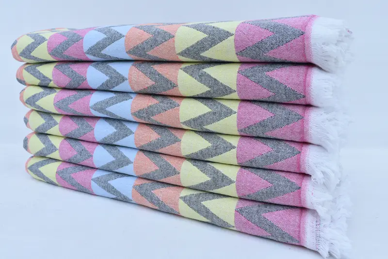Peshtemal Towel, Lightweight Turkish towel, 70x40 Cotton Zigzag Design Towel, Turkish beach towel, Wedding Day Gift For Bride, Organic Cotton Towel - 4