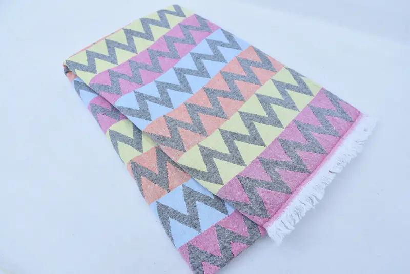 Peshtemal Towel, Lightweight Turkish towel, 70x40 Cotton Zigzag Design Towel, Turkish beach towel, Wedding Day Gift For Bride, Organic Cotton Towel - 6