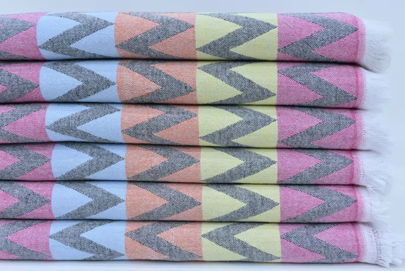 Peshtemal Towel, Lightweight Turkish towel, 70x40 Cotton Zigzag Design Towel, Turkish beach towel, Wedding Day Gift For Bride, Organic Cotton Towel - 2