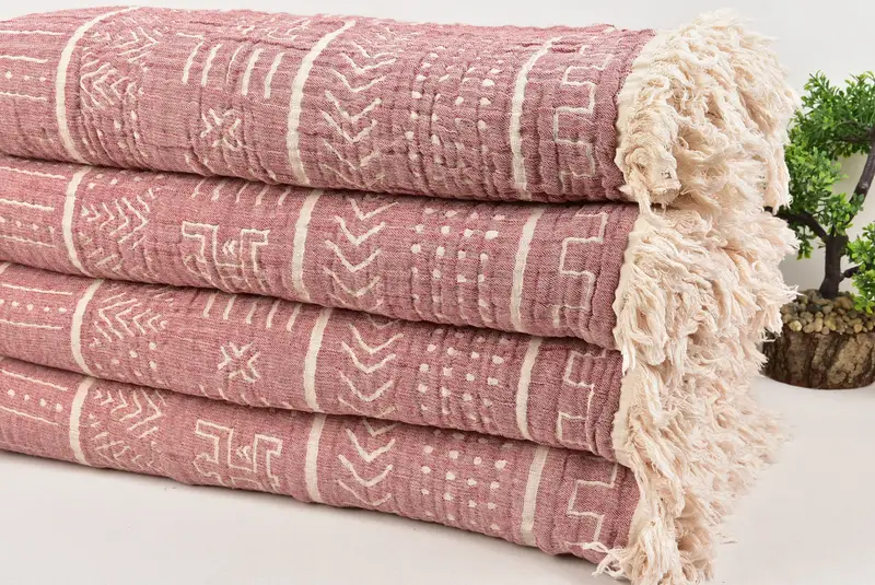 Decorative Blanket, Aesthetic Blanket, 92x80 Cotton Ethnic Design Towel, Bridesmaid Gifts, Organic Beach Blanket, Woven Blanket, Maid Of Honor Gift - 3